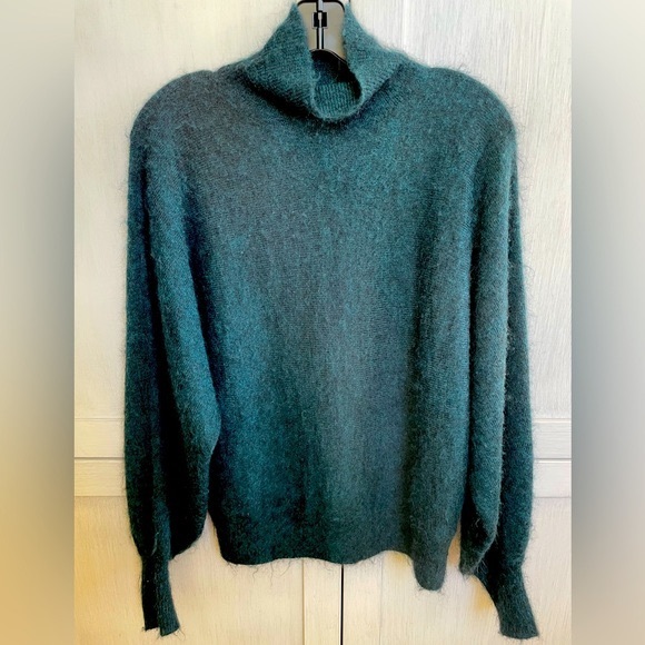 7 For All Mankind Mohair Wool Blend Balloon Sleeve Mock Neck Sweater - Picture 1 of 7